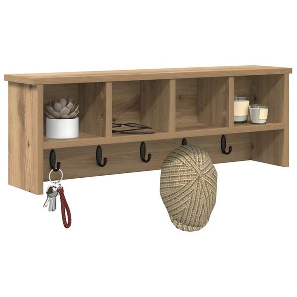 vidaXL Wandgemonteerde kapstok met plank Artisan Eiken 75 x 16 x 26 cm