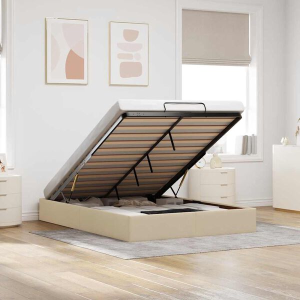 vidaXL Bedframe zonder matras 140x190 cm stof cr&egrave;mekleurig