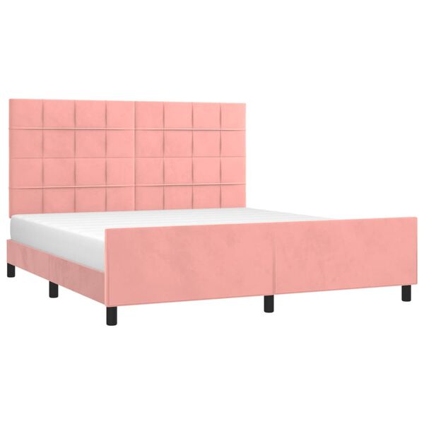 vidaXL Bedframe met hoofdeinde fluweel roze 160x200 cm