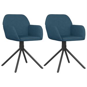 vidaXL Eetkamerstoelen draaibaar 2 st fluweel blauw