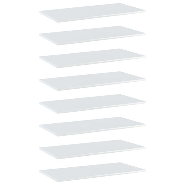 vidaXL Wandschappen 8 st 80x40x1,5 cm spaanplaat hoogglans wit