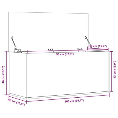 vidaXL Opbergbox 100x42x46 cm bewerkt hout gerookt eikenkleurig