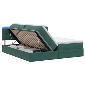 vidaXL LED Opslagbed met Matras Donkergroen 180 x 200 cm Fluweel