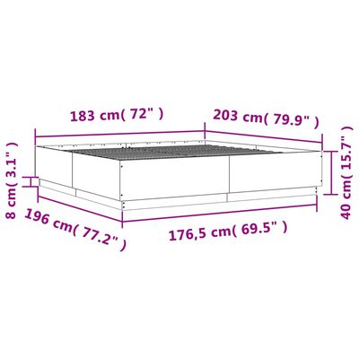 vidaXL Bedframe bewerkt hout bruin eikenkleur 180x200 cm