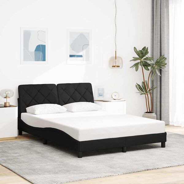 vidaXL Bedframe zonder matras stof zwart 140x190 cm