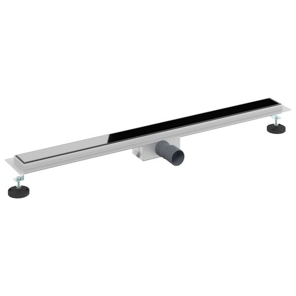 vidaXL Doucheafvoer met Glazen Deksel Zwart 100 cm Roestvrij staal 304