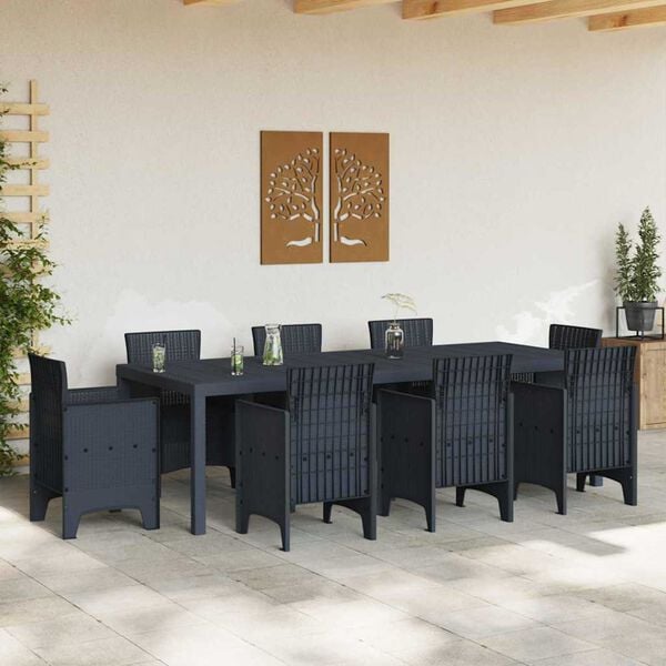 vidaXL Tuin Eettafel Antraciet 250 x 100 x 73 cm poly rattan