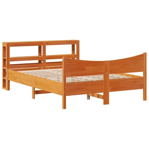 vidaXL Bedframe met hoofdbord grenenhout wasbruin 140x200 cm