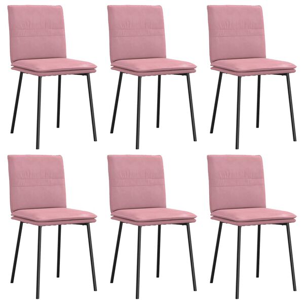 vidaXL Eetkamerstoelen 6 st fluweel roze