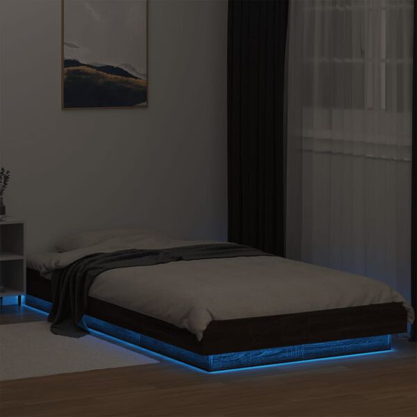 vidaXL Bedframe met LED-verlichting bruin eikenkleur 90x190 cm
