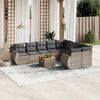 vidaXL 10-delige Loungeset met kussens poly rattan grijs