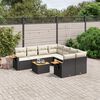vidaXL 9-delige Loungeset met kussens poly rattan zwart