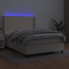 vidaXL Boxspring met matras en LED kunstleer cr&egrave;mekleurig 140x200 cm