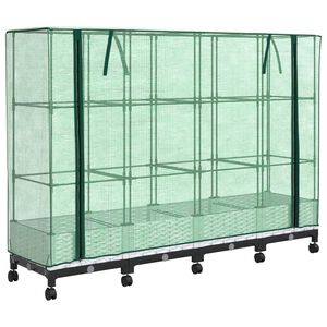 vidaXL Tuinplantenbak met Kasbedekking en Wielen 4 st Wit PP