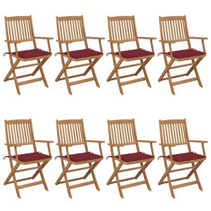 vidaXL Tuinstoelen 8 st inklapbaar met kussens massief acaciahout