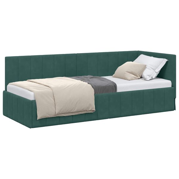 vidaXL Hoekbedframe met hoofdeinde Donkergroen 80 cm x 200 cm Fluweel
