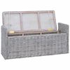 vidaXL Opslagbank met kussen Wit gewassen 110 x 40 x 50 cm Rattan