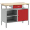 vidaXL Werkbank met lade met plank Rood en Grijs 100 x 55 x 85 cm