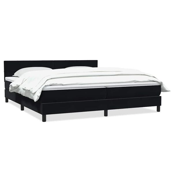 vidaXL Boxspring met matras fluweel zwart 180x210 cm