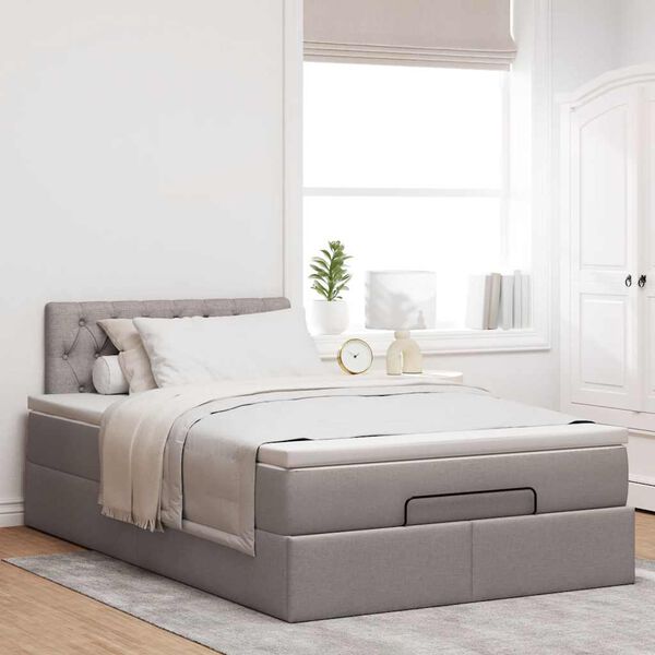 vidaXL Ottoman bed met matras en LED's 120x200cm stof taupe