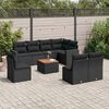 vidaXL 9-delige Loungeset met kussens poly rattan zwart