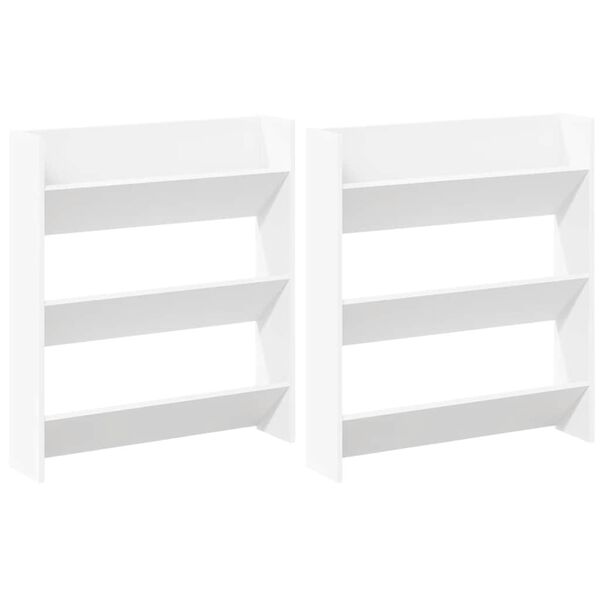 vidaXL Wandschoenenkasten 2 st 80x18x90 cm spaanplaat wit
