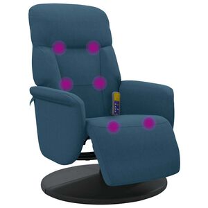 vidaXL Massagestoel verstelbaar met voetensteun fluweel blauw