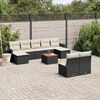 vidaXL 10-delige Loungeset met kussens poly rattan zwart