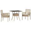 vidaXL Tuin eettafelset 3 st Beige poly rattan