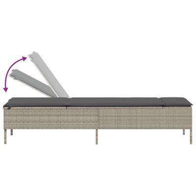 vidaXL 3-delige Ligbeddenset met kussens poly rattan lichtgrijs