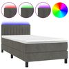 vidaXL Boxspring met matras en LED fluweel donkergrijs 90x190 cm