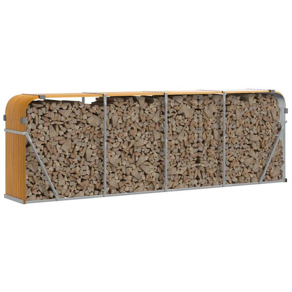 vidaXL Haardhoutopslag 300x45x100 cm gegalvaniseerd staal houtlook