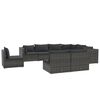 vidaXL 9-delige Loungeset met kussens poly rattan grijs