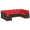 vidaXL Tuinbankenset 9 st Bruin en Rood poly rattan