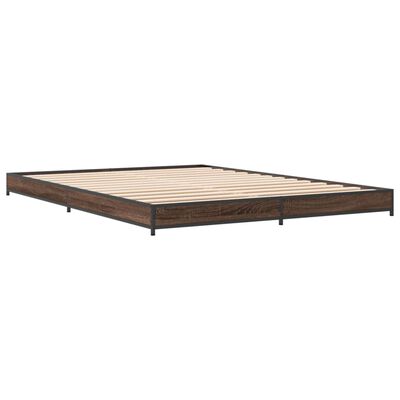 vidaXL Bedframe bewerkt hout metaal bruin eikenkleur 150x200 cm