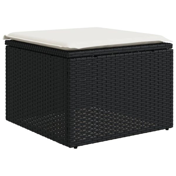 vidaXL 4-delige Loungeset met kussens poly rattan zwart