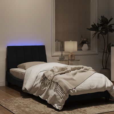 vidaXL Bedframe met LED-verlichting fluweel zwart 90x200 cm