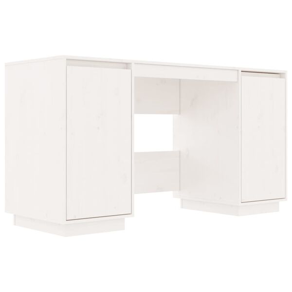 vidaXL Bureau 140x50x75 cm massief grenenhout wit