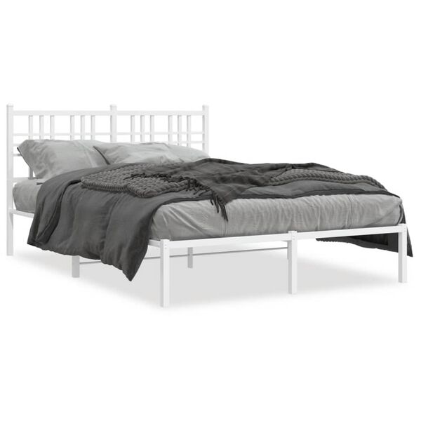 vidaXL Bedframe met hoofdbord metaal wit 140x190 cm
