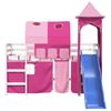 vidaXL Kinderhoogslaper met toren 80x200 cm massief grenenhout roze
