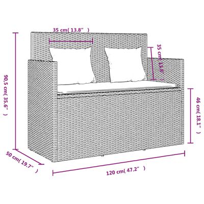 vidaXL Tuinbank met kussens poly rattan bruin