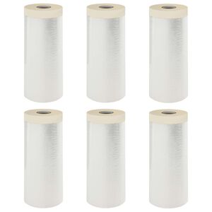 vidaXL Stofdoek met plakband 6 st Doorzichtig 110 x 3300 cm HDPE
