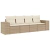 vidaXL 4-delige Loungeset met kussens poly rattan beige