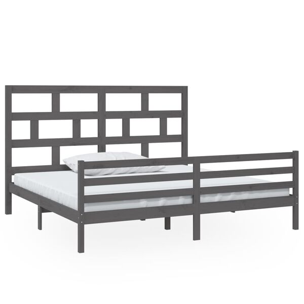 vidaXL Bedframe massief grenenhout grijs 200x200 cm