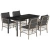 vidaXL 5-delige Tuinset met kussens poly rattan lichtgrijs
