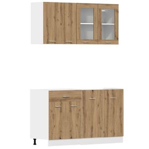 vidaXL 4-delige Keukenkastenset Lyon bewerkt hout artisanaal eikenkleurig