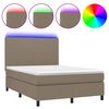 vidaXL Boxspring met matras en LED stof taupe 140x190 cm
