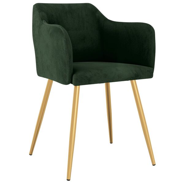 vidaXL Eetkamerstoelen 2 st fluweel donkergroen