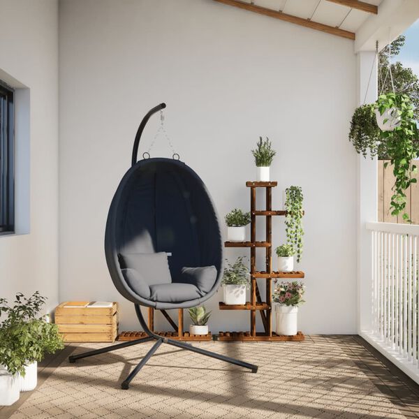 vidaXL Hangende Egg Chair met standaard antraciet stof en staal