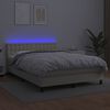 vidaXL Boxspring met matras en LED kunstleer cr&egrave;mekleurig 140x200 cm